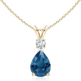 Pear London Blue Topaz Teardrop Necklace in 9ct Gold