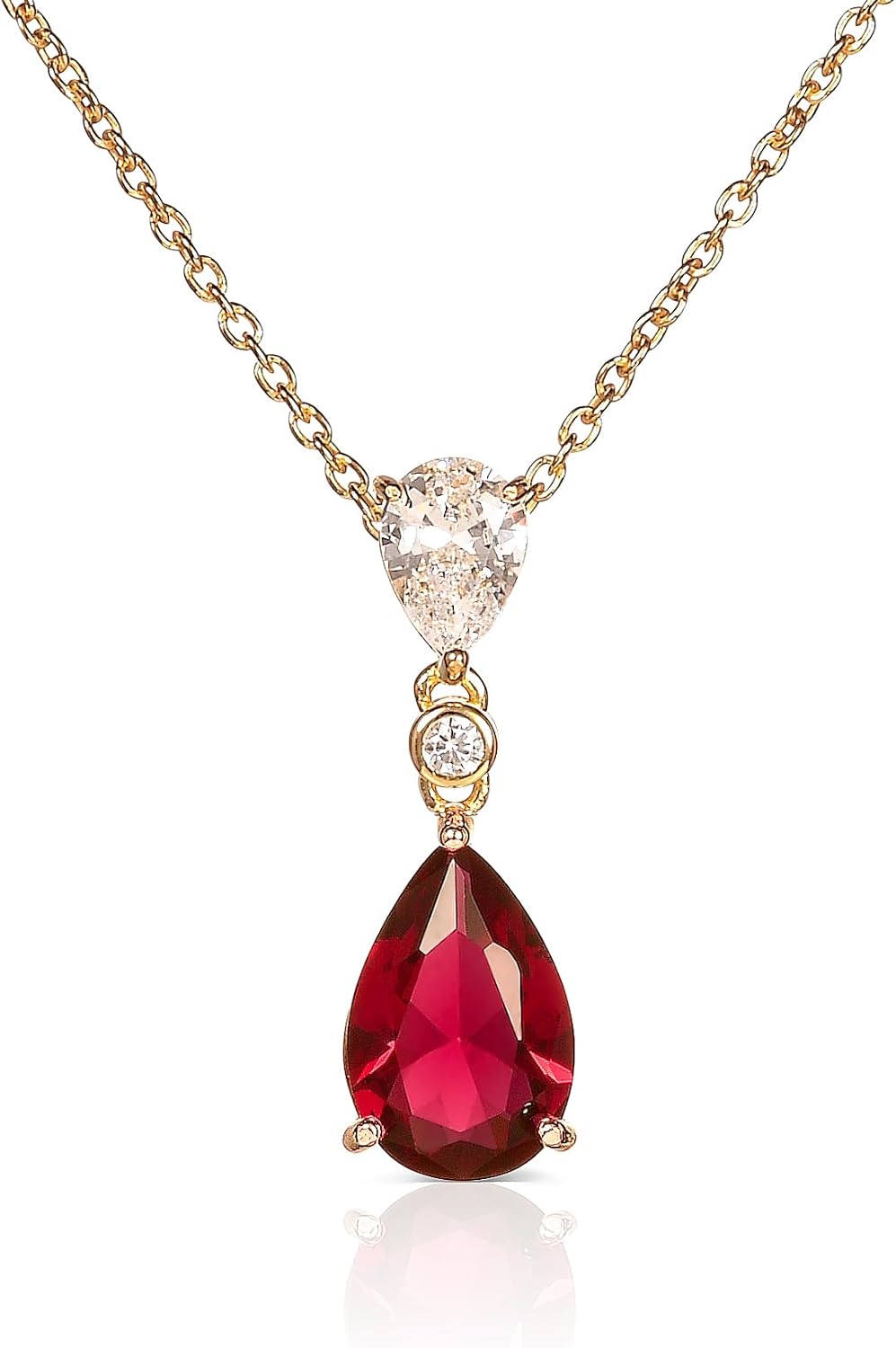 Gold-Plated Sterling Silver Teardrop Cubic Zirconia Necklace