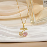 Pink Cherry Blossom Gold Necklace