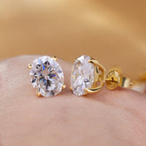 Gold Gem Color Oval Cut Moissanite Stud Earrings 925 Sterling Silver