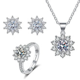 WHITE Gem Color 925 Sterling Silver Zircon Jewelry Set for Women