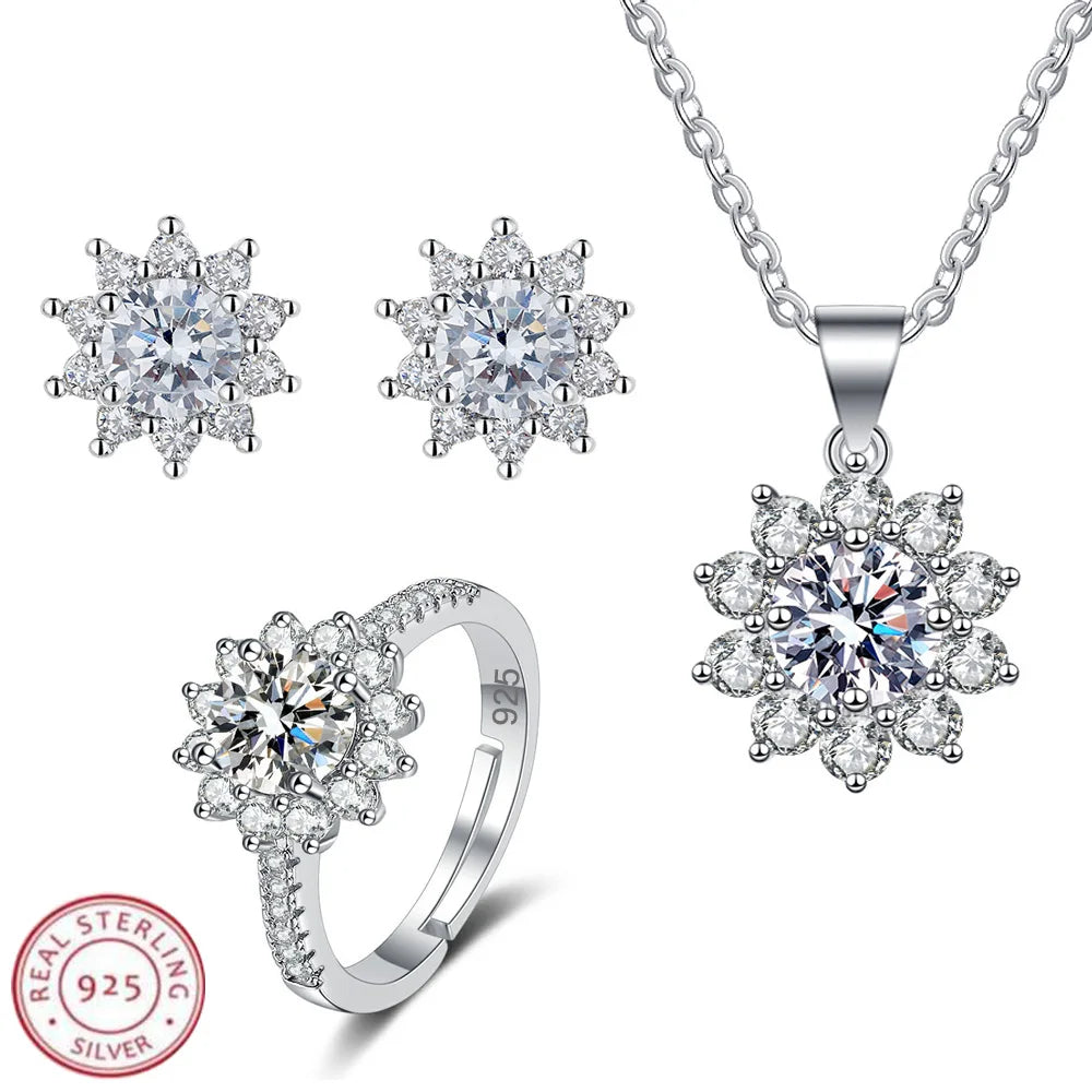 925 Sterling Silver Zircon Jewelry Set for Women