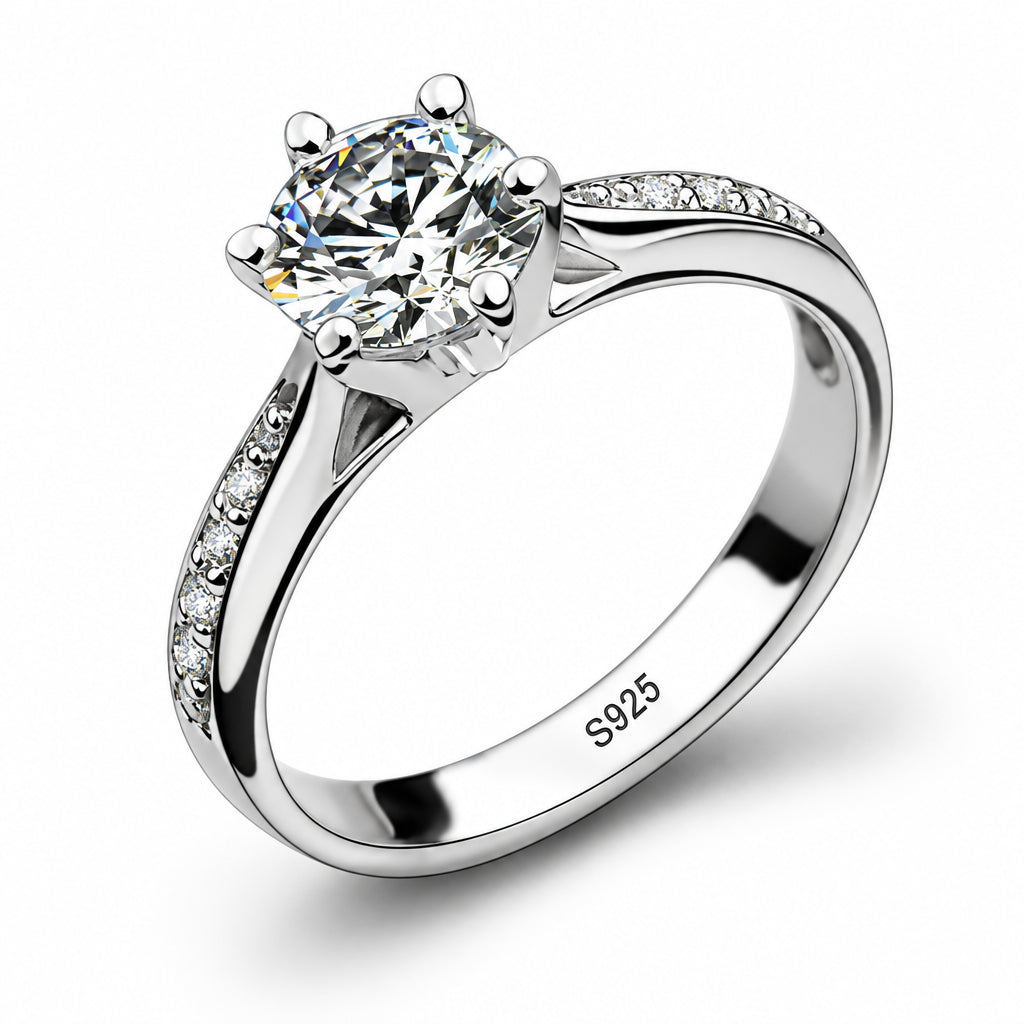 925 Sterling Silver Six-Claw Ring With Tourmaline Stone
