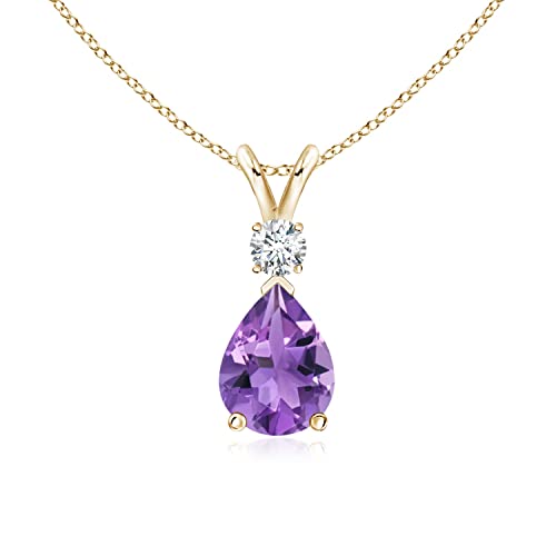 Amethyst Color Pear London Blue Topaz Teardrop Necklace in 9ct Gold