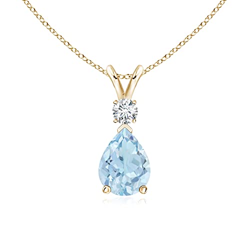 Aquamarine Color Pear London Blue Topaz Teardrop Necklace in 9ct Gold