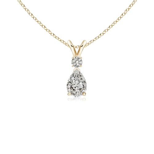 Diamond Color Pear London Blue Topaz Teardrop Necklace in 9ct Gold