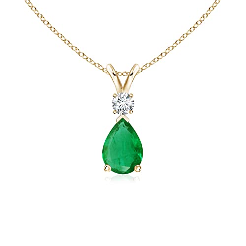 Emerald Color Pear London Blue Topaz Teardrop Necklace in 9ct Gold