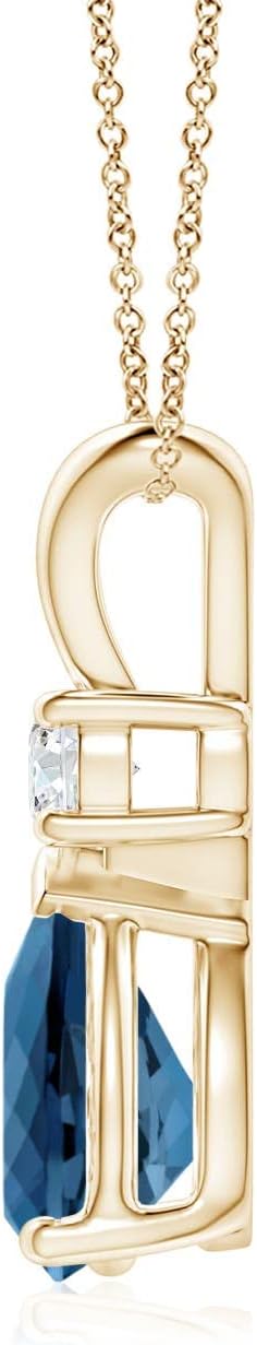 Pear London Blue Topaz Teardrop Necklace in 9ct Gold