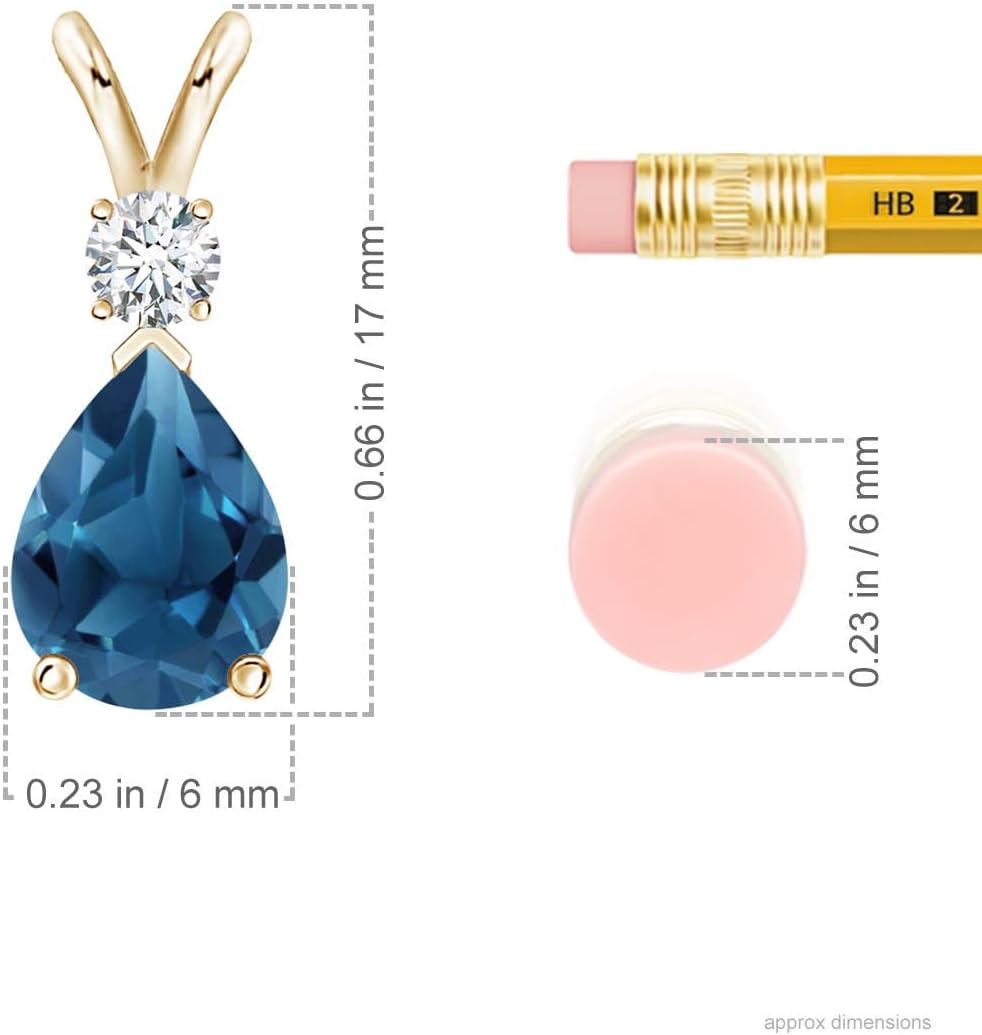 Pear London Blue Topaz Teardrop Necklace in 9ct Gold