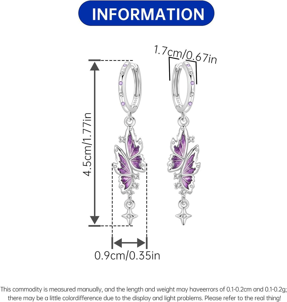 925 Sterling Silver Drop Earrings For Women