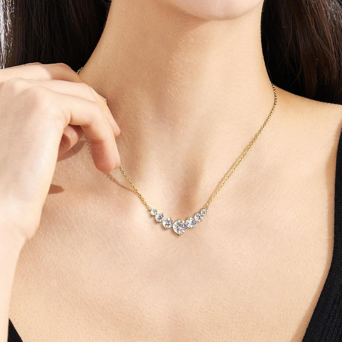 Moissanite Smile Pendant Necklace In Sterling Silver