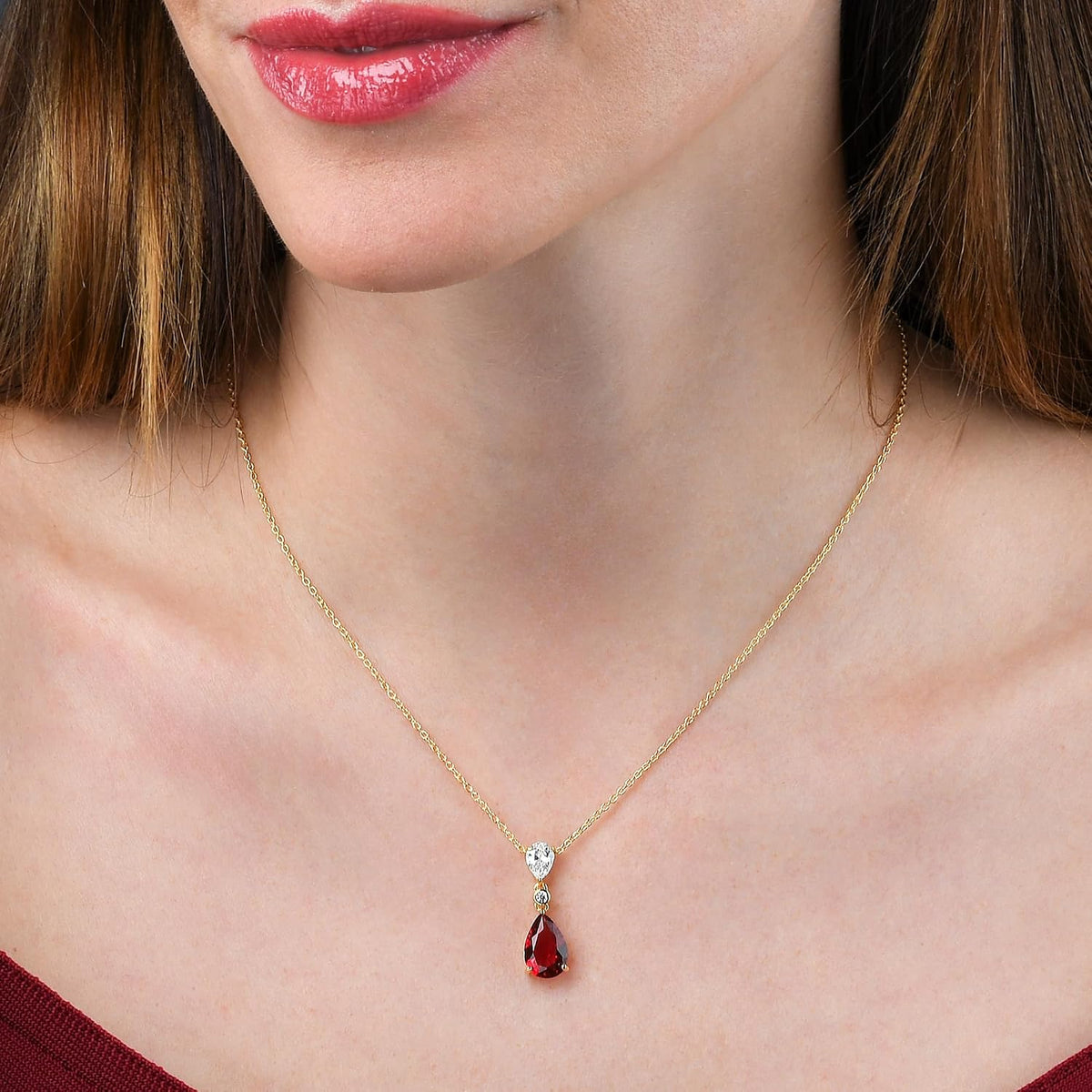 Gold-Plated Sterling Silver Teardrop Cubic Zirconia Necklace