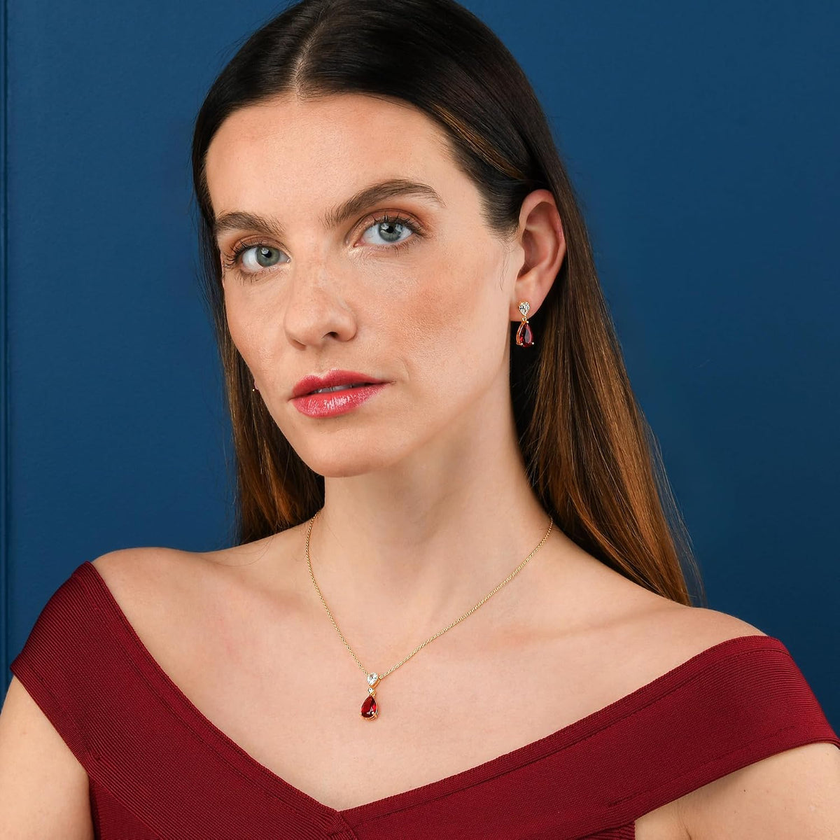 Gold-Plated Sterling Silver Teardrop Cubic Zirconia Necklace