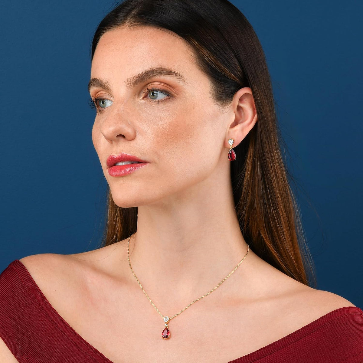 Gold-Plated Sterling Silver Teardrop Cubic Zirconia Necklace