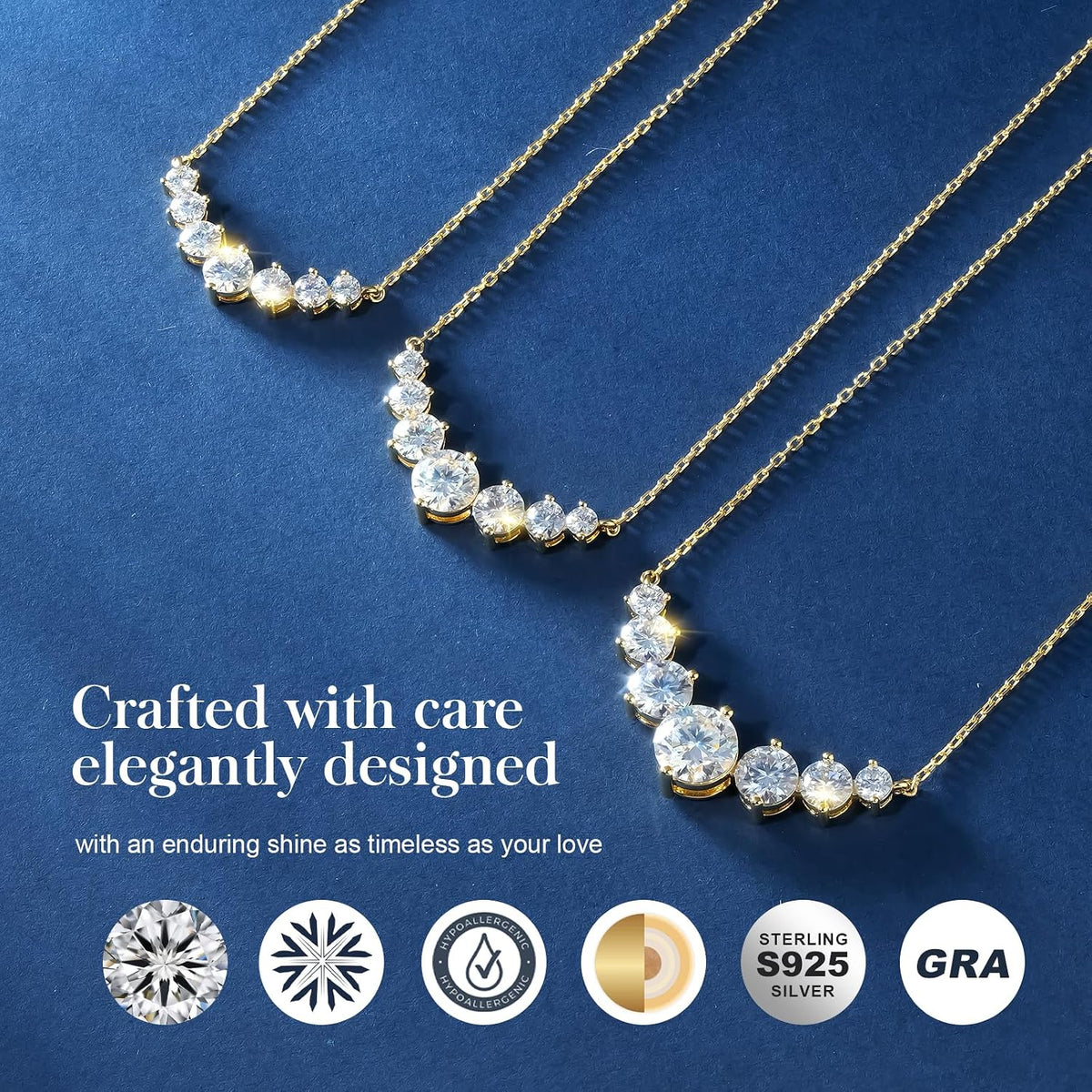 Moissanite Smile Pendant Necklace In Sterling Silver