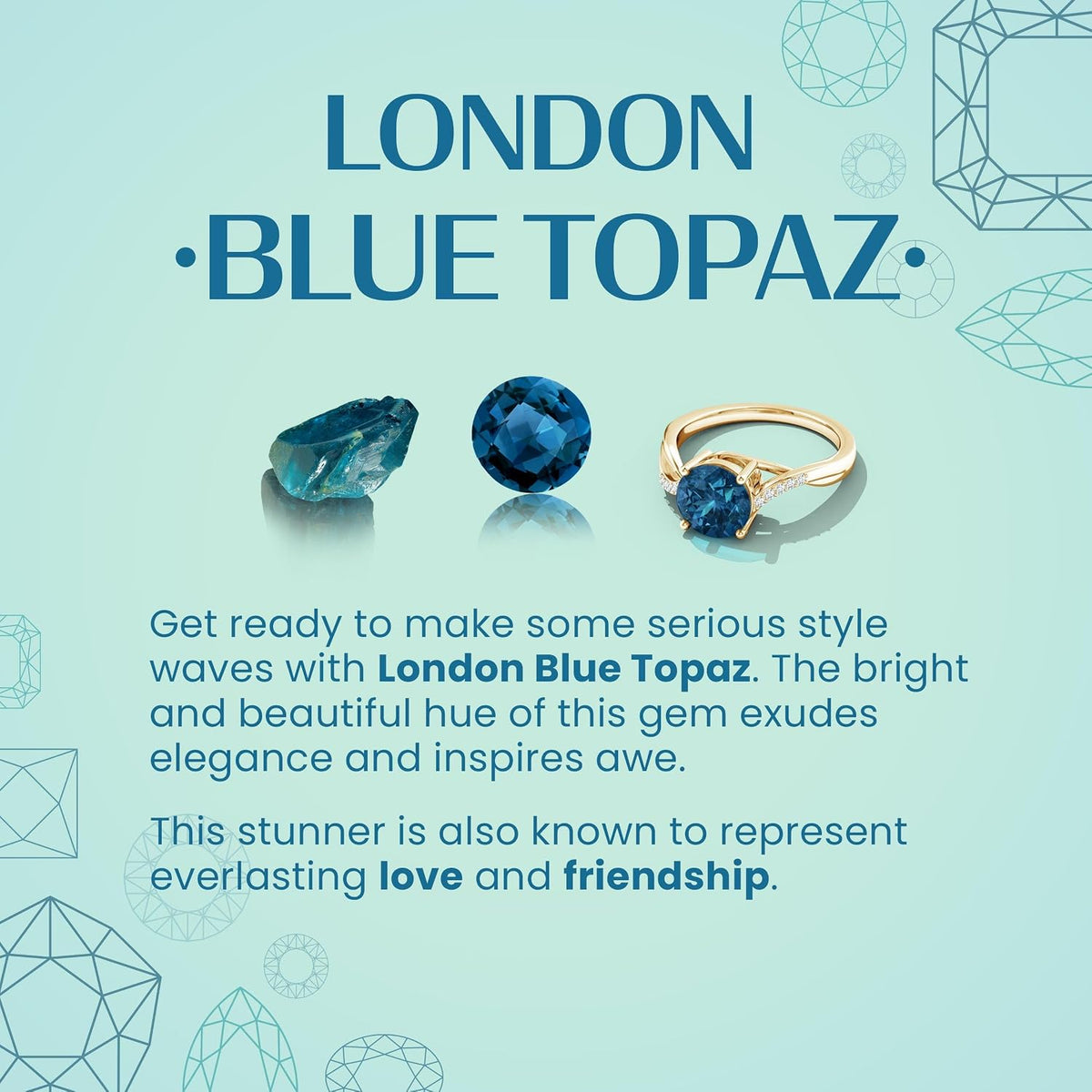 Pear London Blue Topaz Teardrop Necklace in 9ct Gold