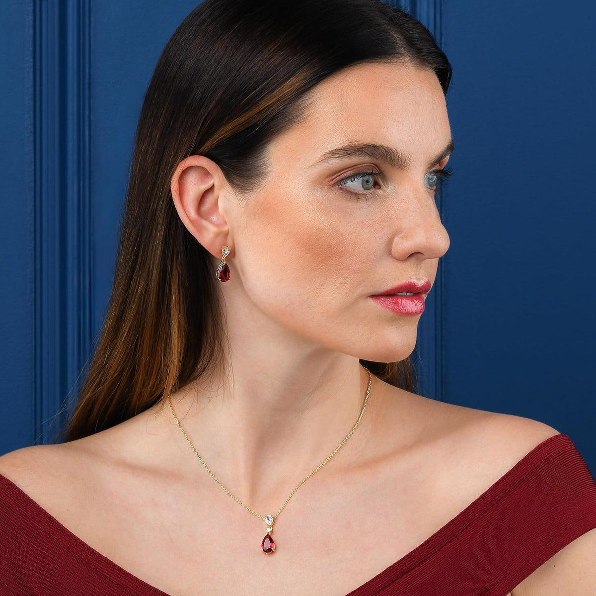 Gold-Plated Sterling Silver Teardrop Cubic Zirconia Necklace