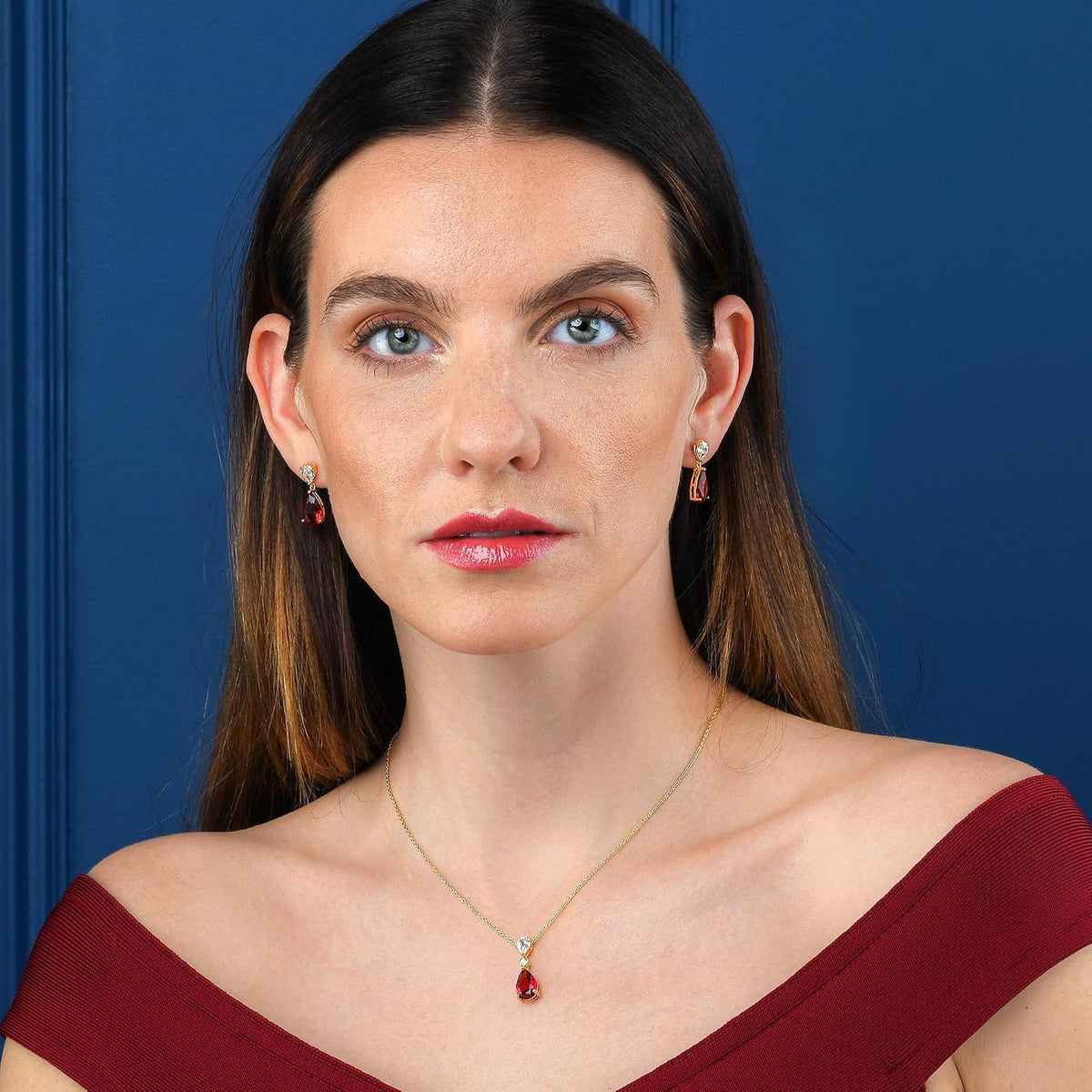 Gold-Plated Sterling Silver Teardrop Cubic Zirconia Necklace