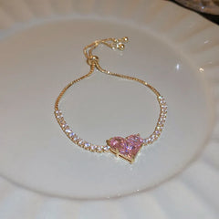Pink Heart Zirconia Bracelet - Girlee