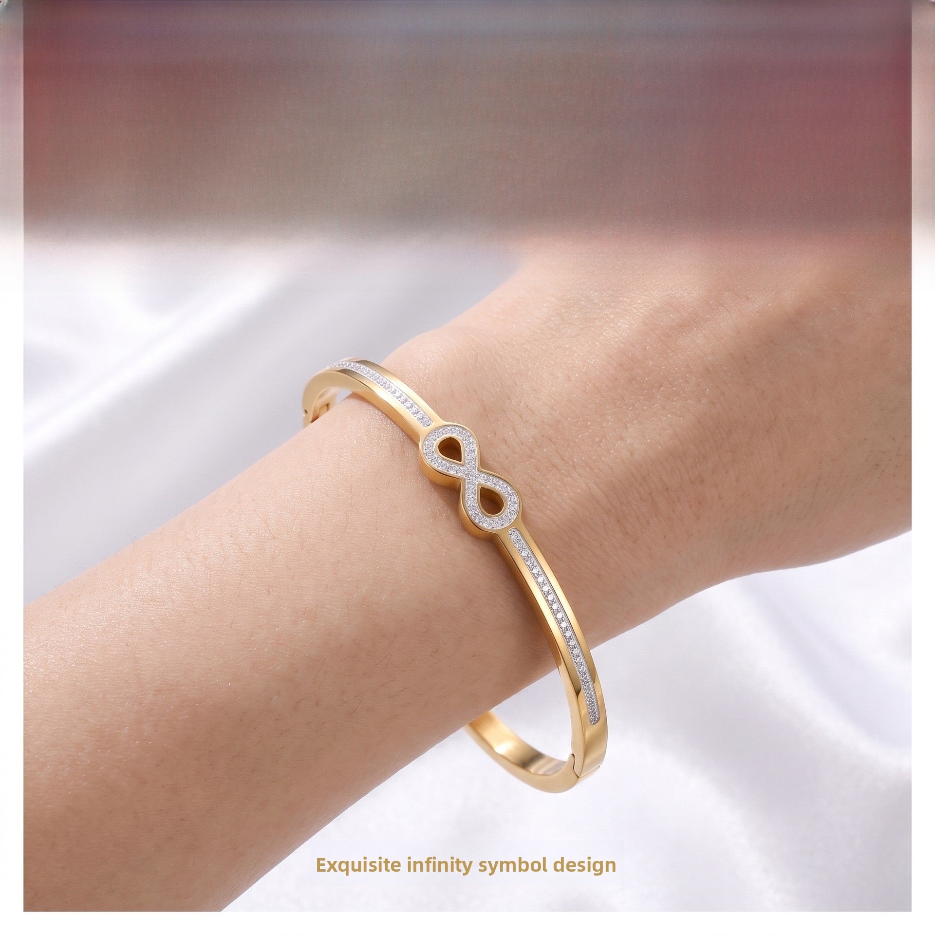Infinity Pattern Titanium Bangle - Girlee