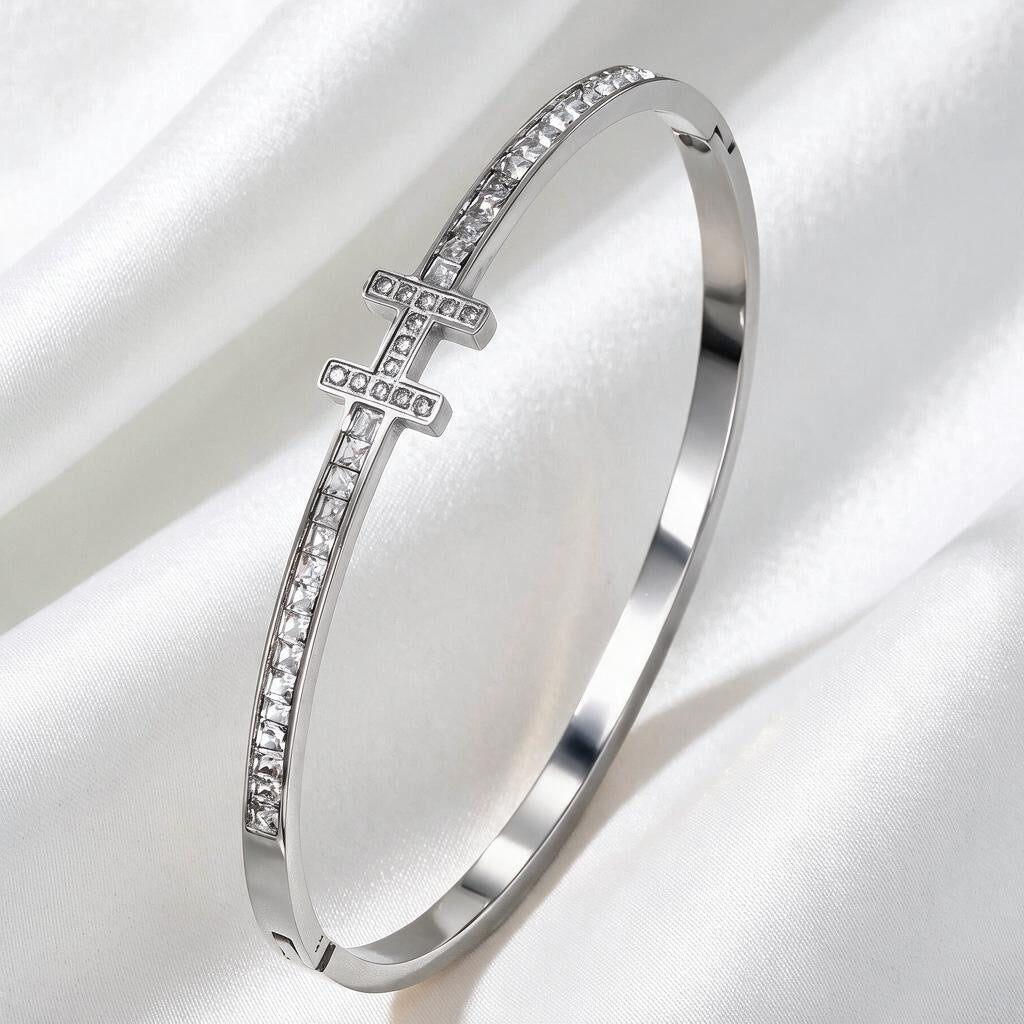 Infinity Pattern Titanium Bangle - Girlee