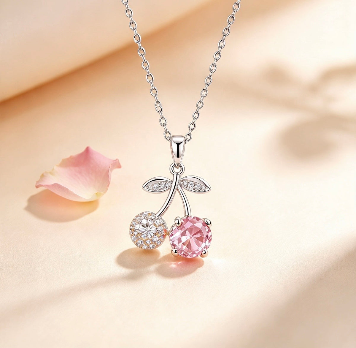 Pink Cherry Spark Necklace