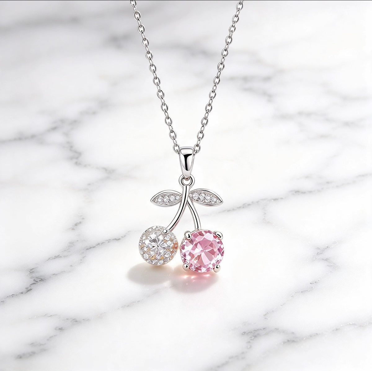 Pink Cherry Spark Necklace