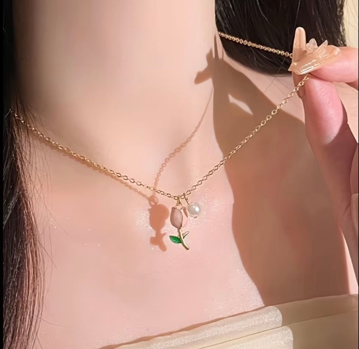 Pink Tulip Necklace