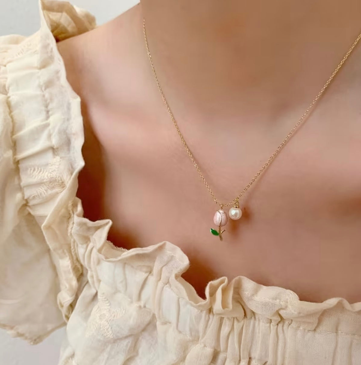 Pink Tulip Necklace