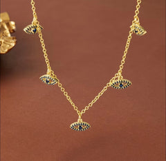 Evil Eye Beaded Zirconia Necklace