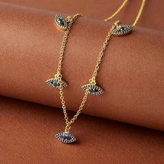 Evil Eye Beaded Zirconia Necklace
