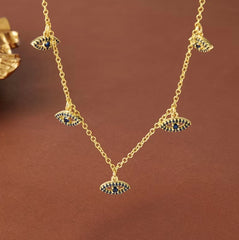 Evil Eye Beaded Zirconia Necklace