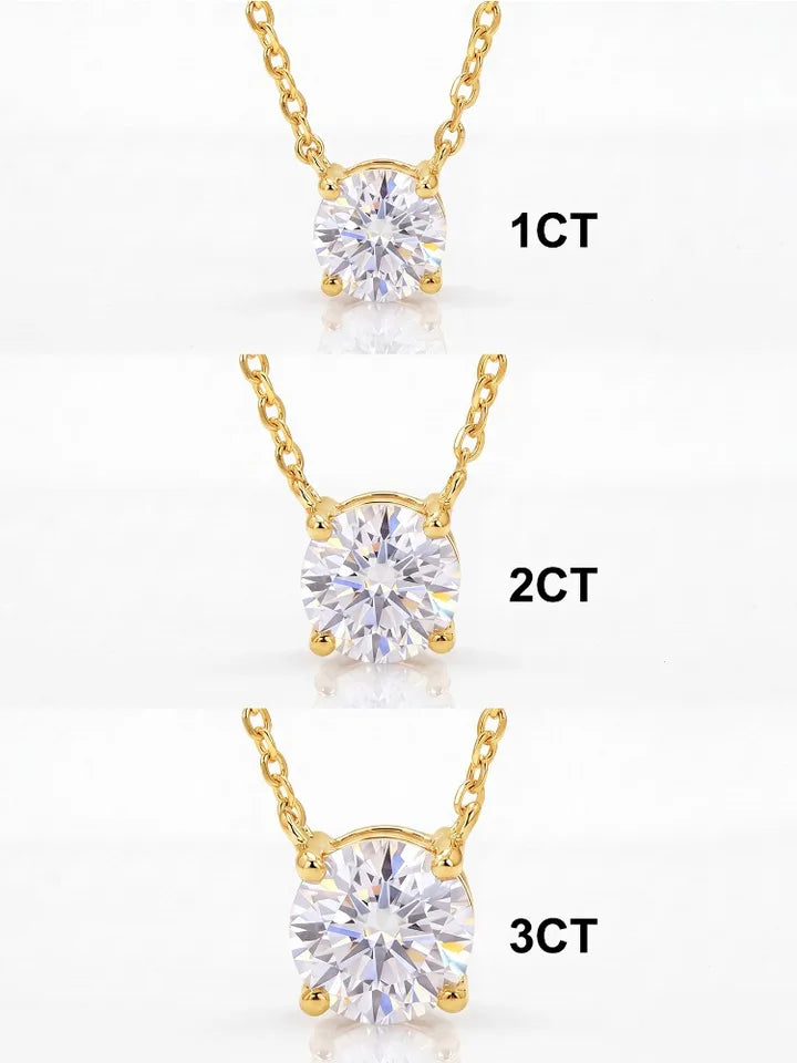Round Moissanite Pendant Necklace For Women 1–3 Carat