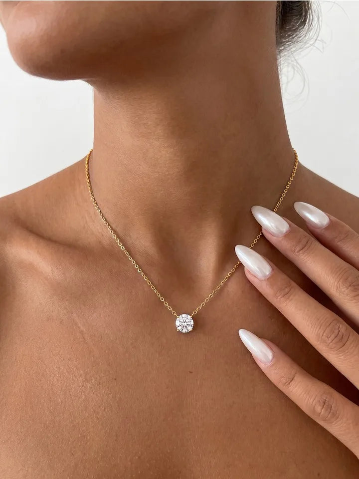 Round Moissanite Pendant Necklace For Women 1–3 Carat