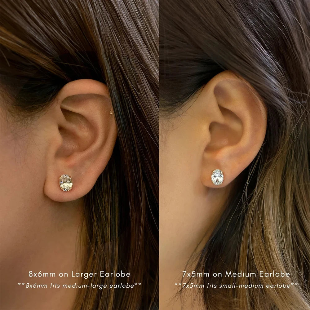 Oval Cut Moissanite Stud Earrings 925 Sterling Silver