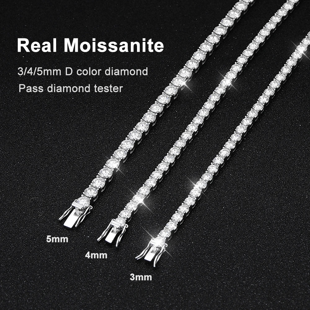 Moissanite Tennis Bracelet 925 Sterling Silver Single Row