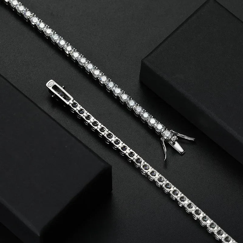 Moissanite Tennis Bracelet 925 Sterling Silver Single Row