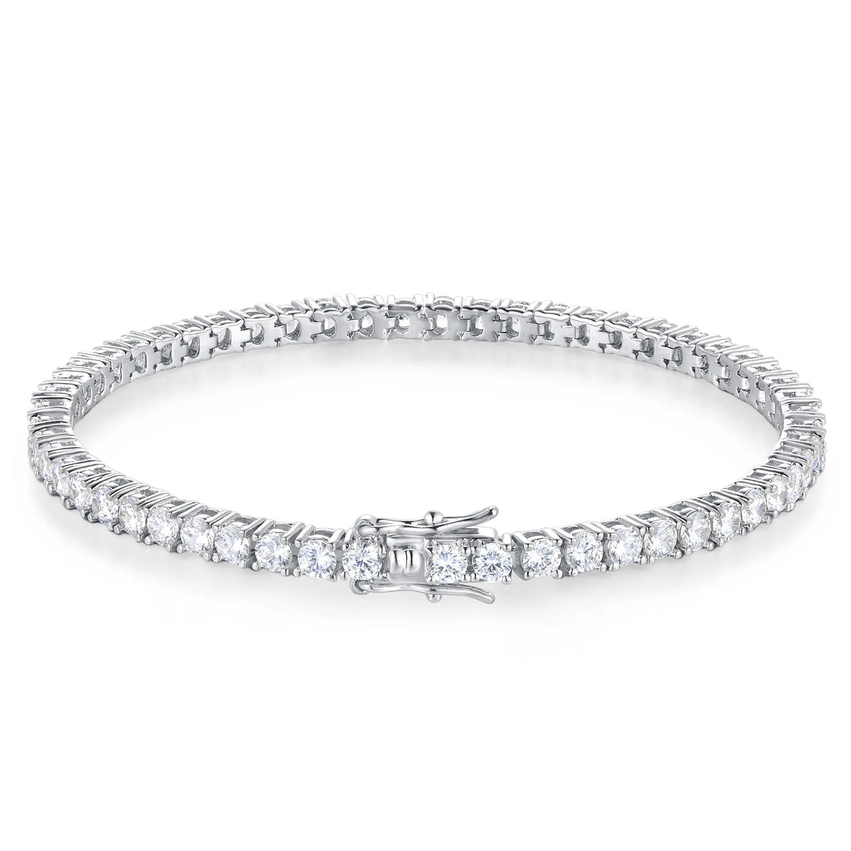 Sliver Gem Color Moissanite Tennis Bracelet 925 Sterling Silver Single Row
