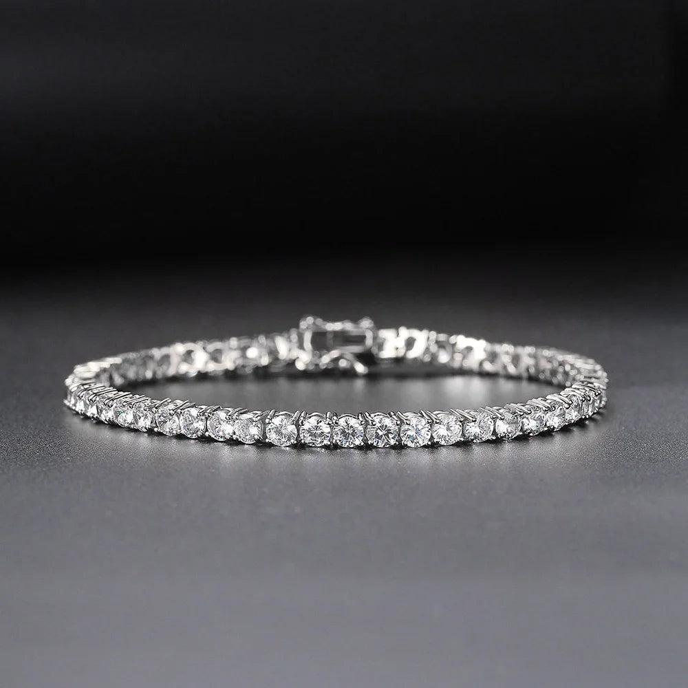 Moissanite Tennis Bracelet 925 Sterling Silver Single Row