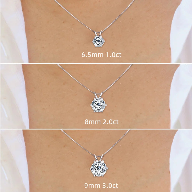 Moissanite Solitaire Pendant Necklace 0.5–5 Carat