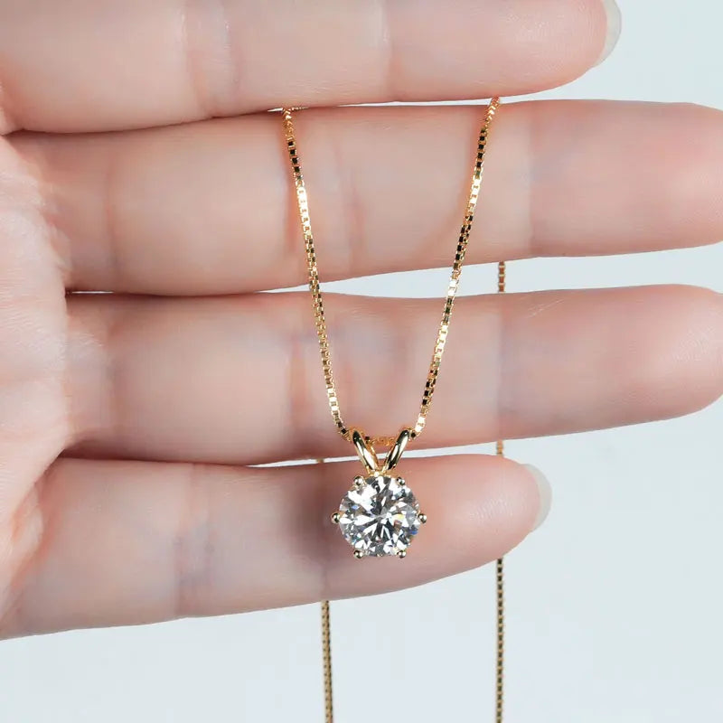 gold color Gem Color Moissanite Solitaire Pendant Necklace 0.5–5 Carat