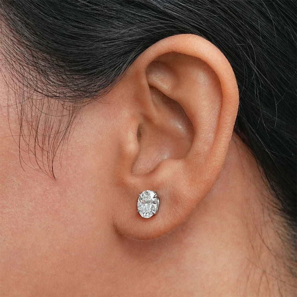 Oval Cut Moissanite Stud Earrings 925 Sterling Silver