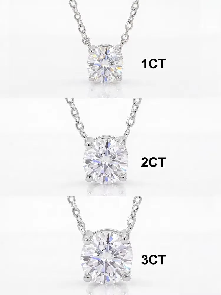 Silver-1CT-1PC Metal Color Round Moissanite Pendant Necklace For Women 1–3 Carat