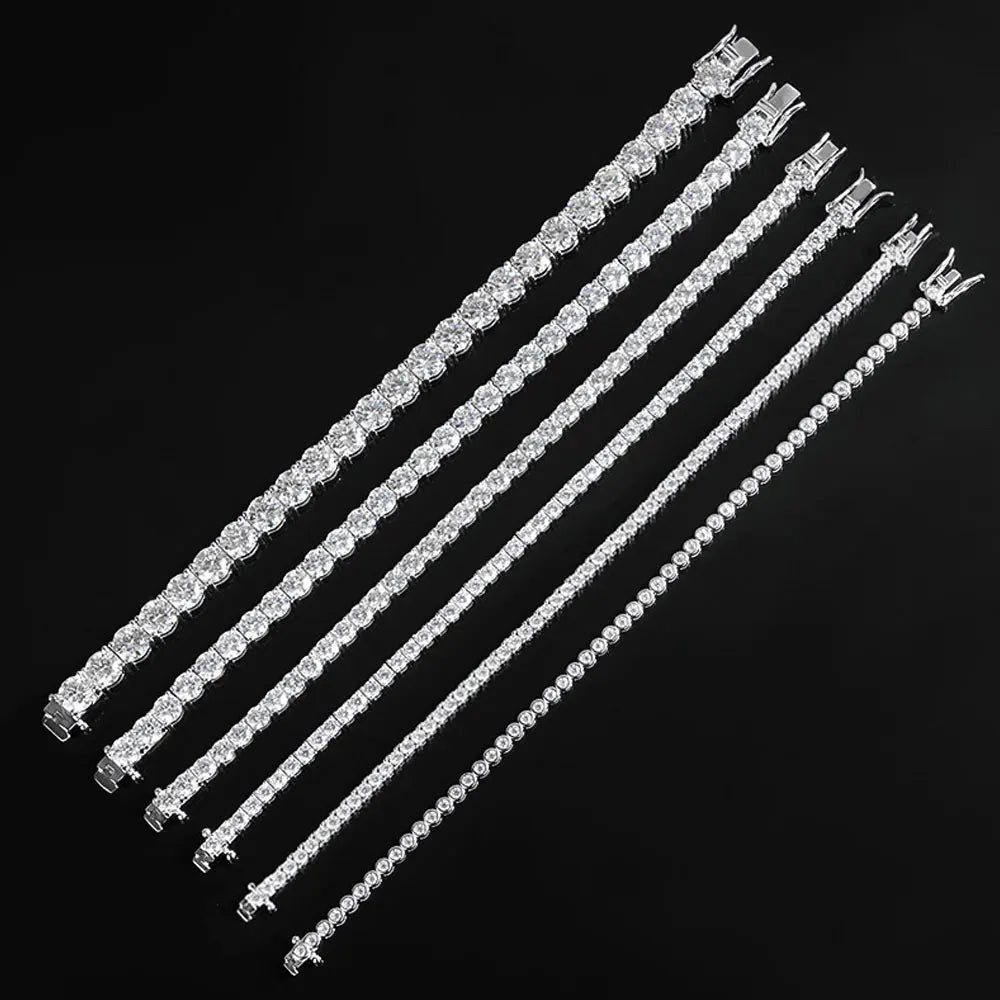 Moissanite Tennis Bracelet 925 Sterling Silver Single Row