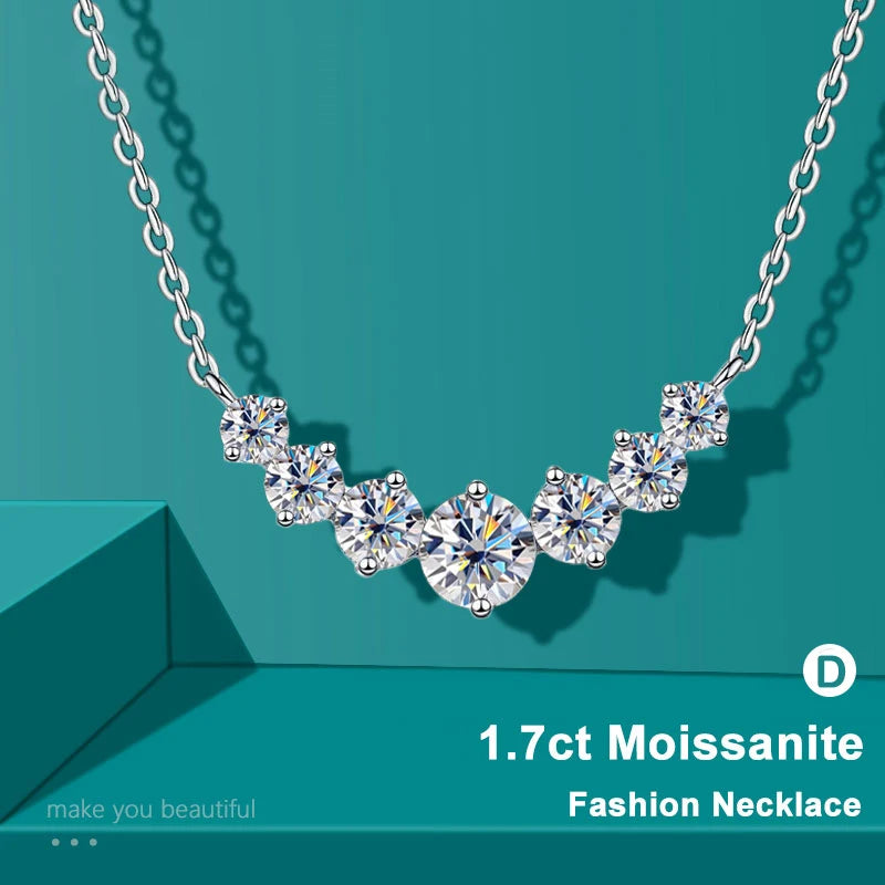 Oval Moissanite Pendant Necklace 1.7ct 925 Sterling Silver