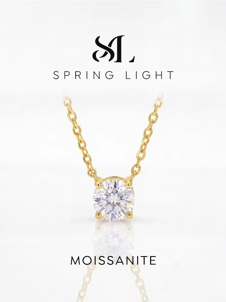 Round Moissanite Pendant Necklace For Women 1–3 Carat