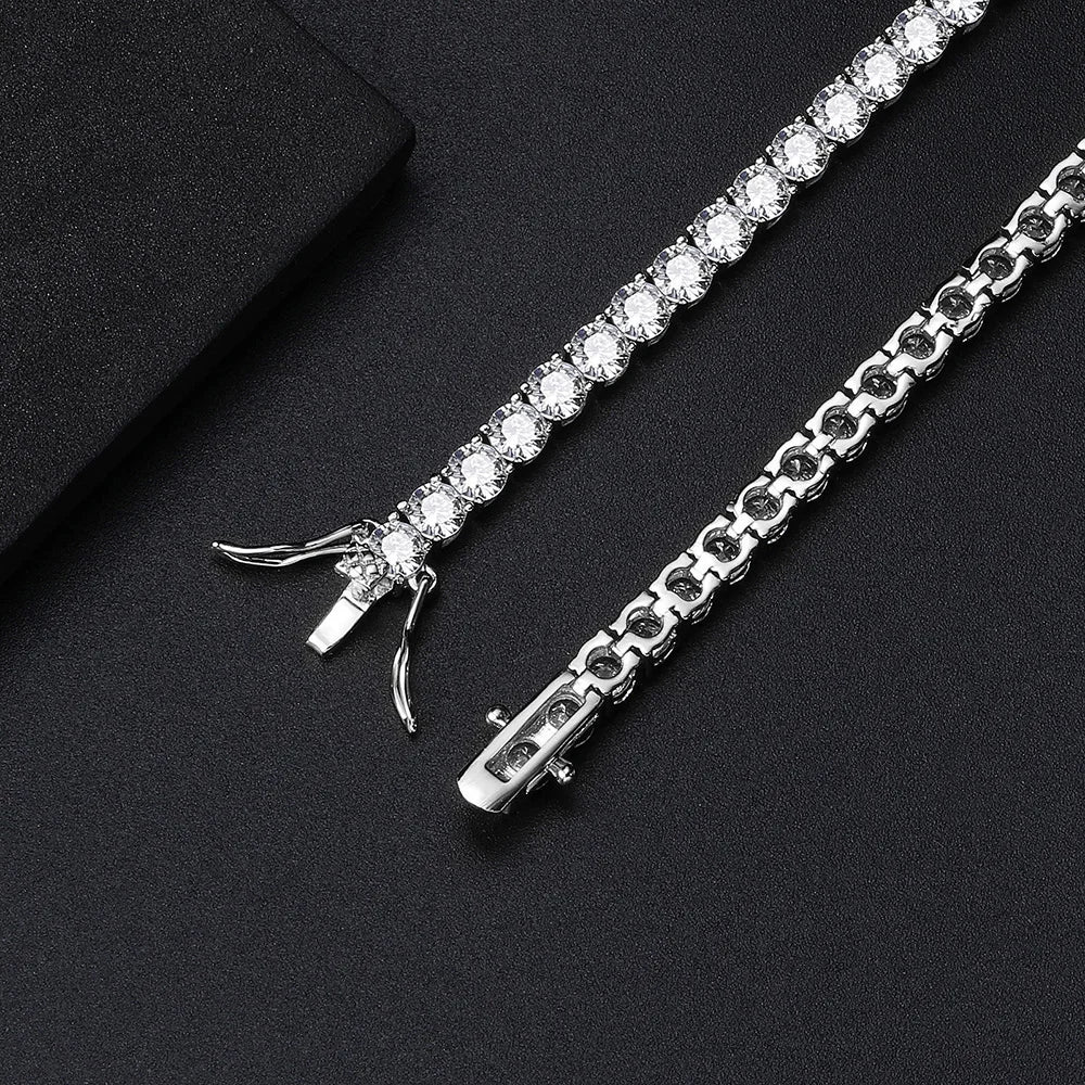 Moissanite Tennis Bracelet 925 Sterling Silver Single Row