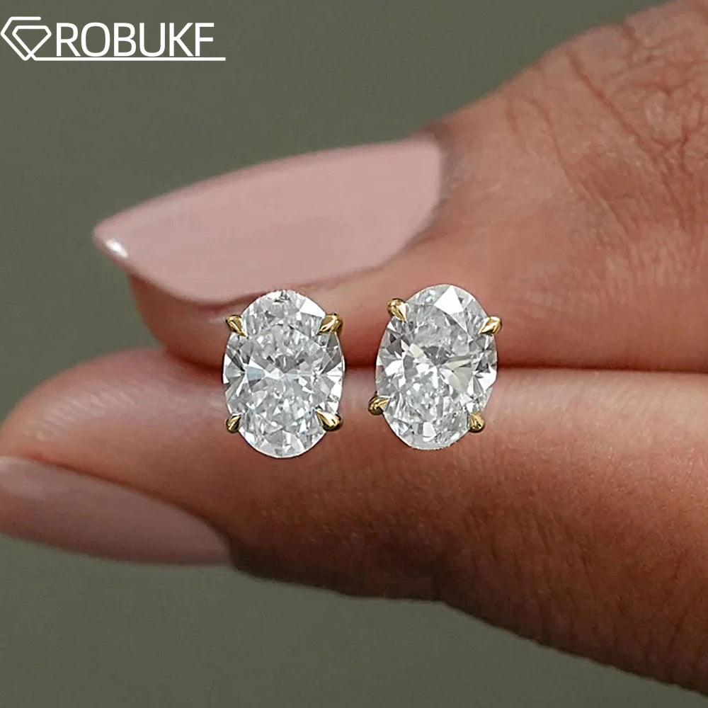 Oval Cut Moissanite Stud Earrings 925 Sterling Silver