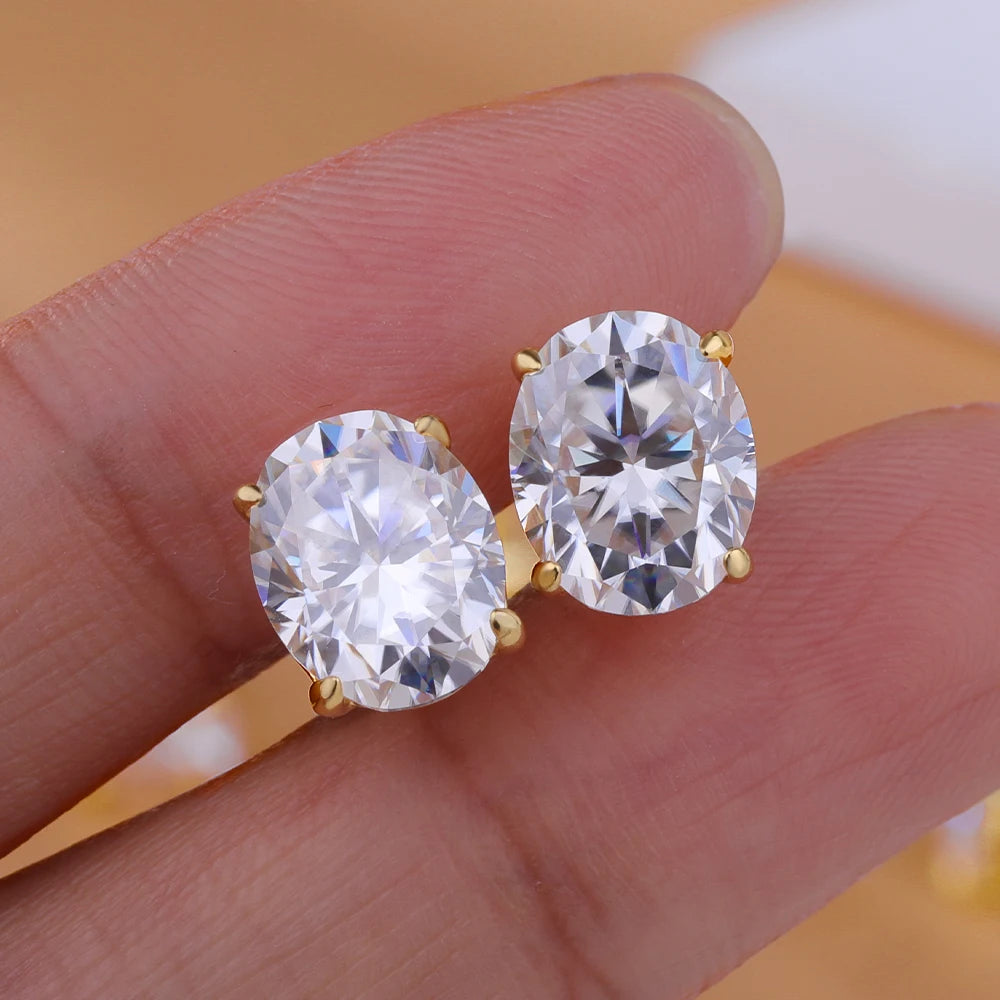 Oval Cut Moissanite Stud Earrings 925 Sterling Silver