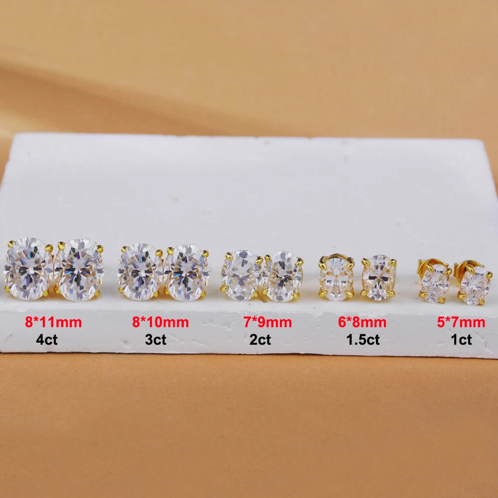 Oval Cut Moissanite Stud Earrings 925 Sterling Silver